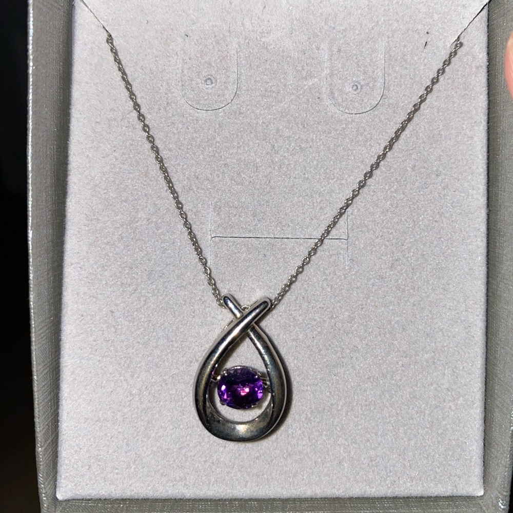 People’s Silver Amythest Stone Necklace